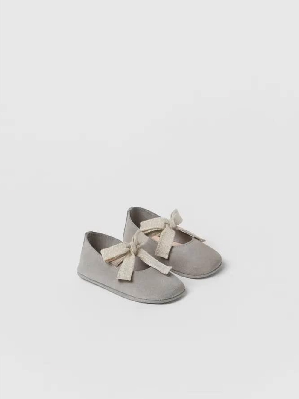 Zara Gray Mary Jane Shoes with Cream Bow cowhide leather